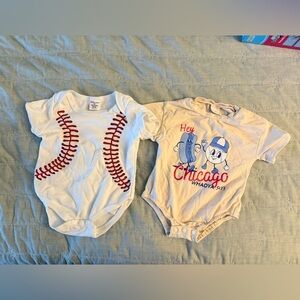 Like new! Set of baseball / Chicago Cubs themed baby onesies. 3 months